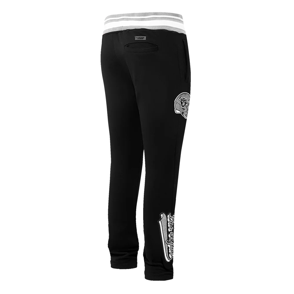 NFL LAS VEGAS RAIDERS SCRIPT TAIL MEN'S RIB FLEECE SWEATPANT (BLACK/GRAY) - Image 3