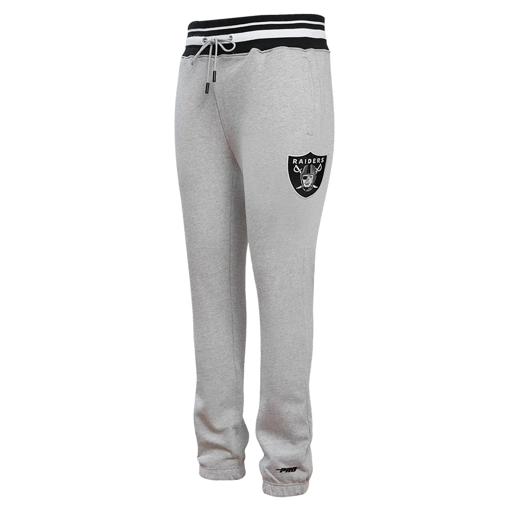 NFL LAS VEGAS RAIDERS SCRIPT TAIL MEN'S RIB FLEECE SWEATPANT (HEATHER GRAY/BLACK)