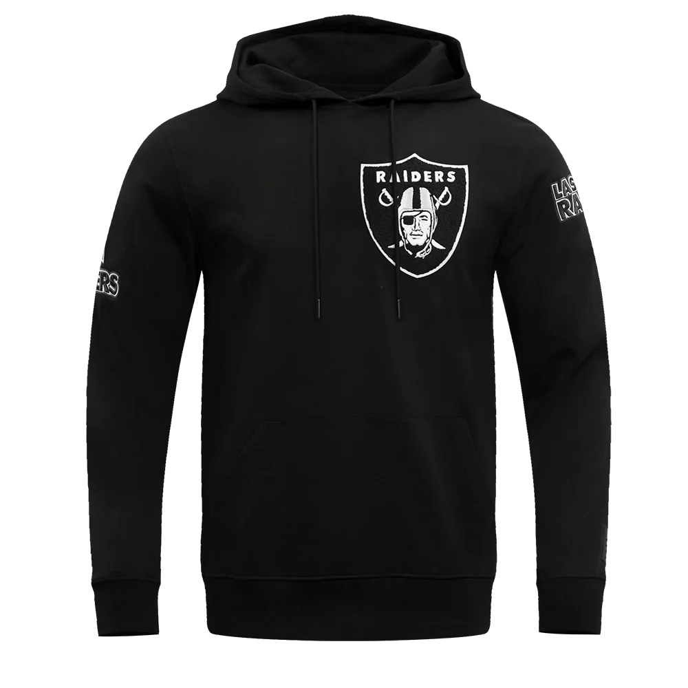 NFL LAS VEGAS RAIDERS CLASSIC CHENILLE DOUBLE KNIT PULLOVER HOODIE (BLACK)