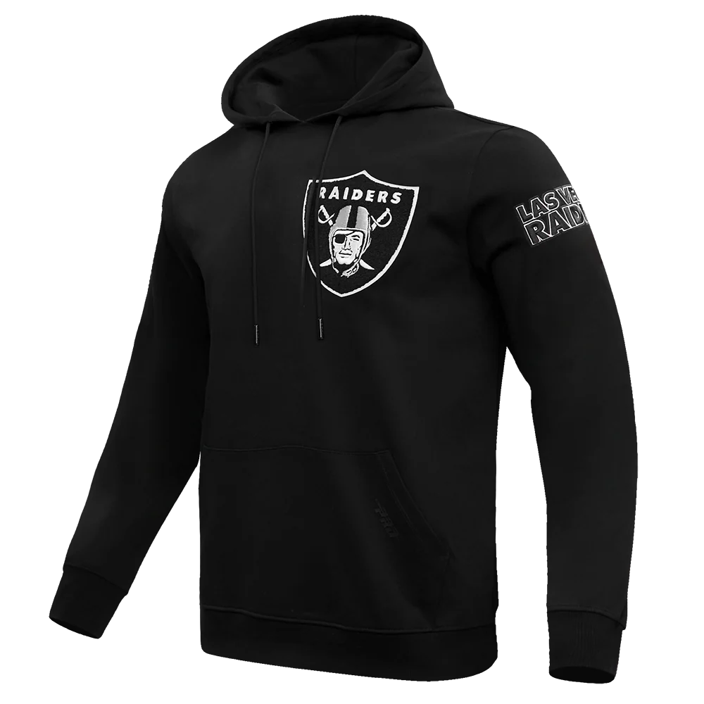 NFL LAS VEGAS RAIDERS CLASSIC CHENILLE DOUBLE KNIT PULLOVER HOODIE (BLACK) - Image 2