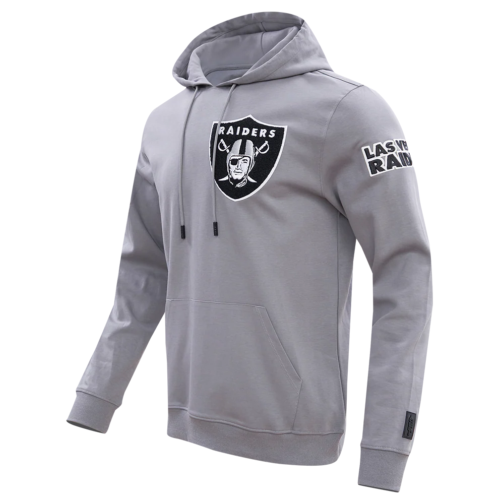 NFL LAS VEGAS RAIDERS CLASSIC CHENILLE MEN'S PULLOVER HOODIE (GRAY) - Image 2