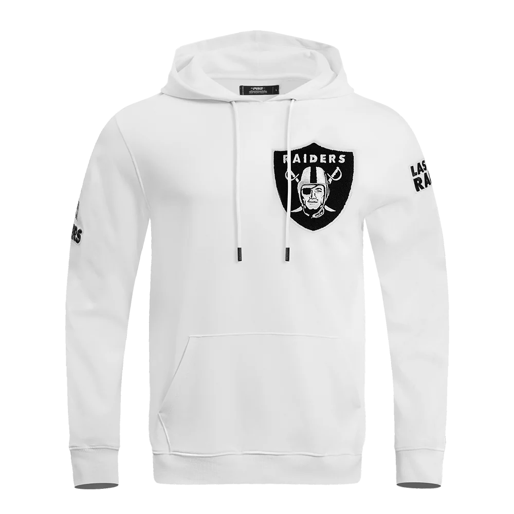 NFL LAS VEGAS RAIDERS CLASSIC CHENILLE DOUBLE KNIT PULLOVER HOODIE (WHITE)