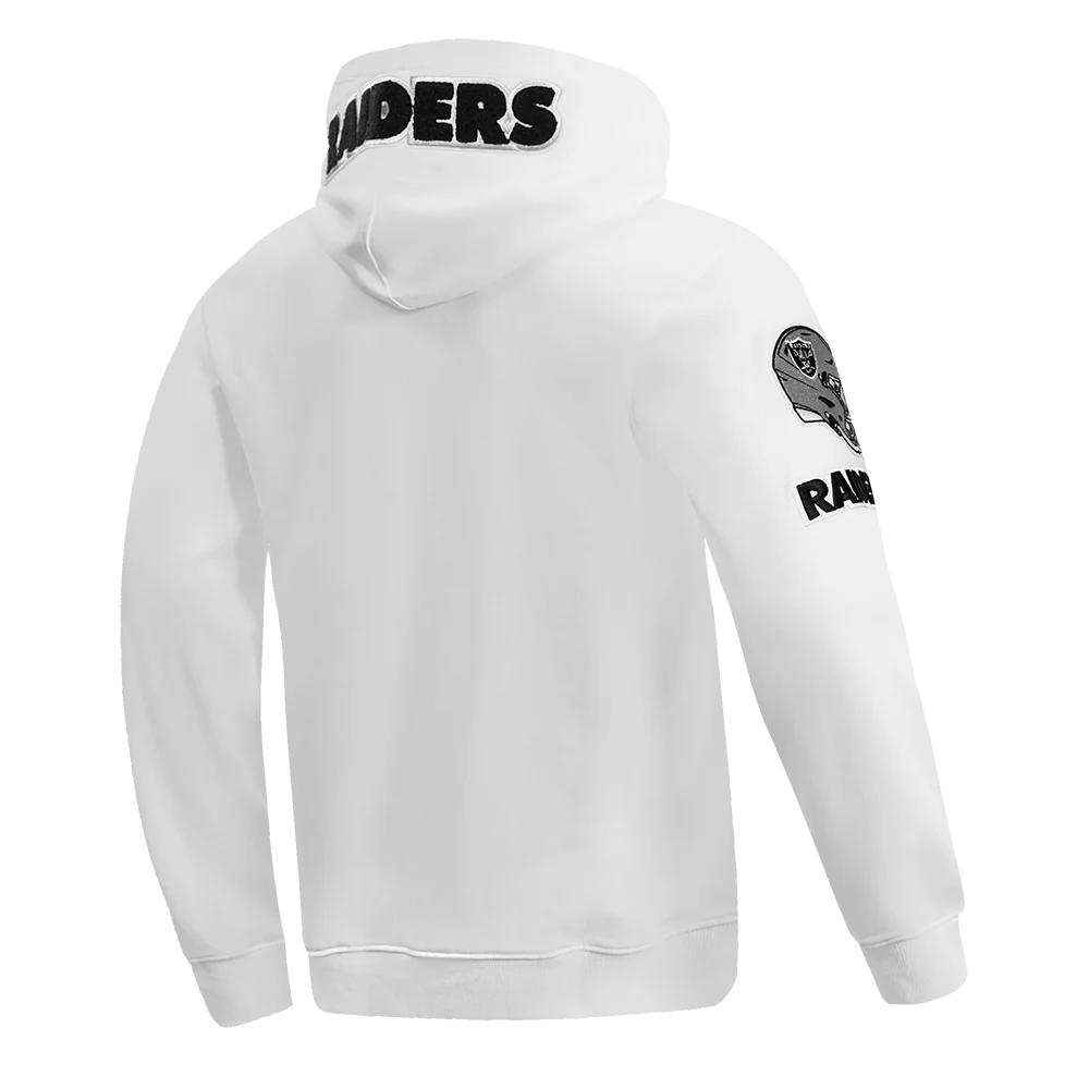 NFL LAS VEGAS RAIDERS CLASSIC CHENILLE DOUBLE KNIT PULLOVER HOODIE (WHITE) - Image 3