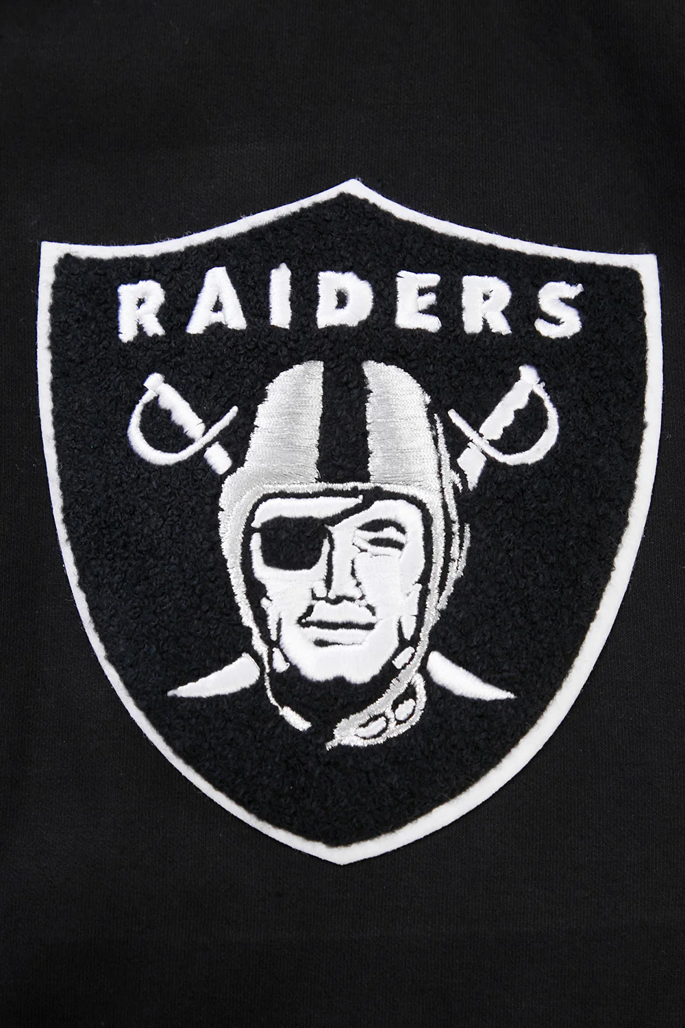 NFL LAS VEGAS RAIDERS CLASSIC CHENILLE DOUBLE KNIT FULL ZIP HOODIE (BLACK) - Image 7