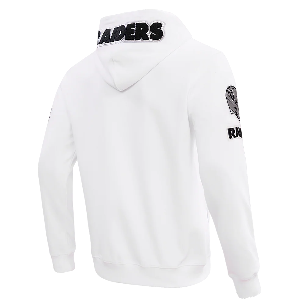 NFL LAS VEGAS RAIDERS CLASSIC CHENILLE MEN'S FULL ZIP HOODIE (WHITE) - Image 3