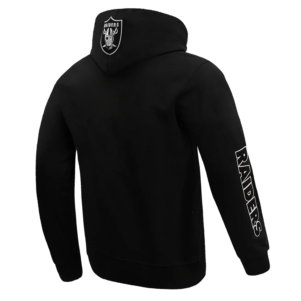 NFL OAKLAND RAIDERS CLASSIC BRISTLE FLEECE PULLOVER HOODIE (BLACK) - Image 3
