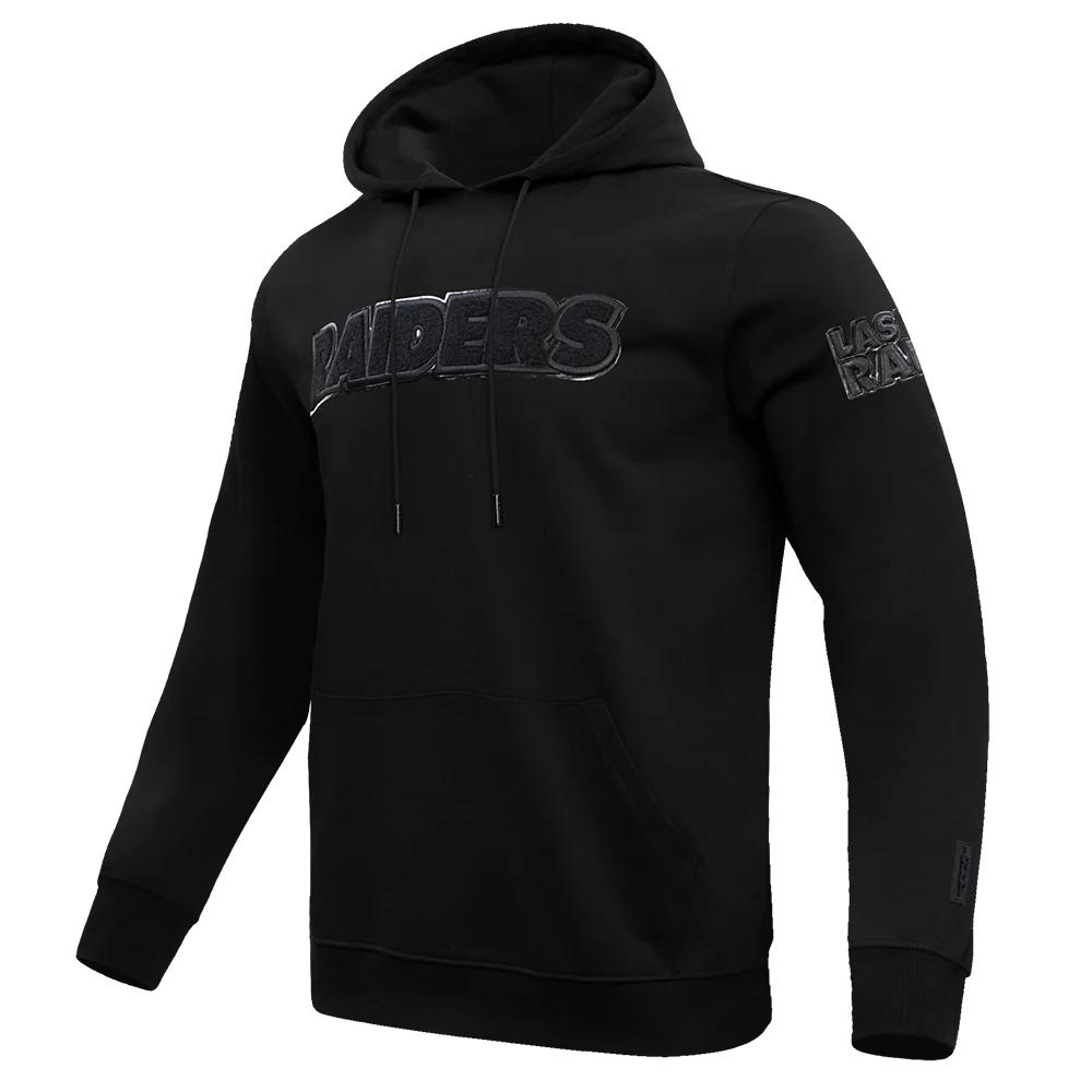 NFL LAS VEGAS RAIDERS TRIPLE BLACK MEN'S PULLOVER HOODIE (TRIPLE BLACK) - Image 2