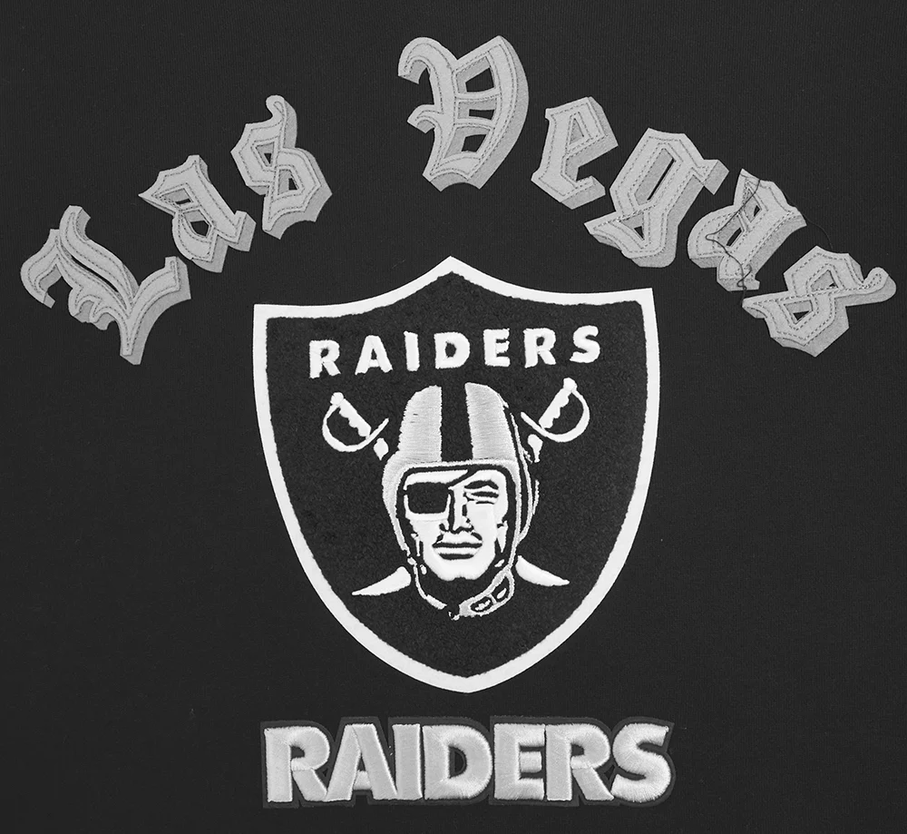 NFL LAS VEGAS RAIDERS OLD ENGLISH MEN'S PULLOVER HOODIE (BLACK) - Image 5