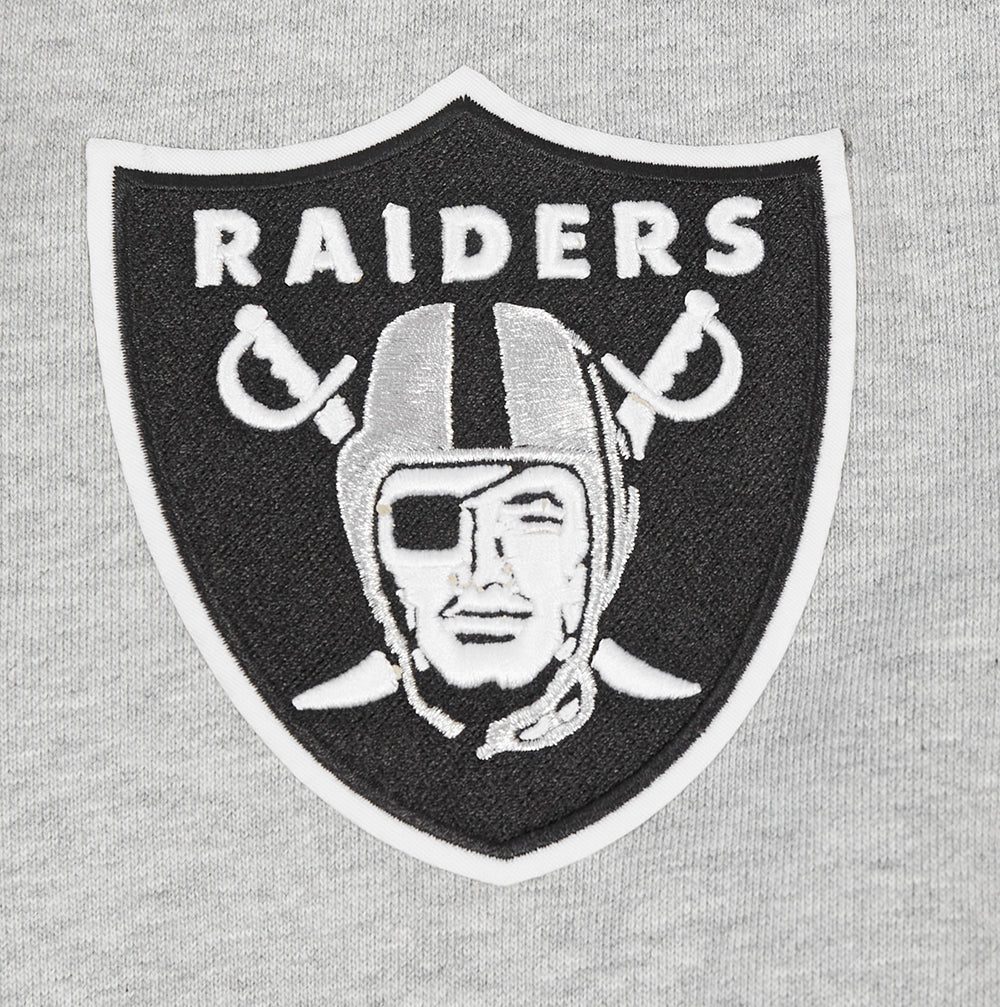 NFL LAS VEGAS RAIDERS OLD ENGLISH MEN'S PULLOVER HOODIE (HEATHER GREY) - Image 9