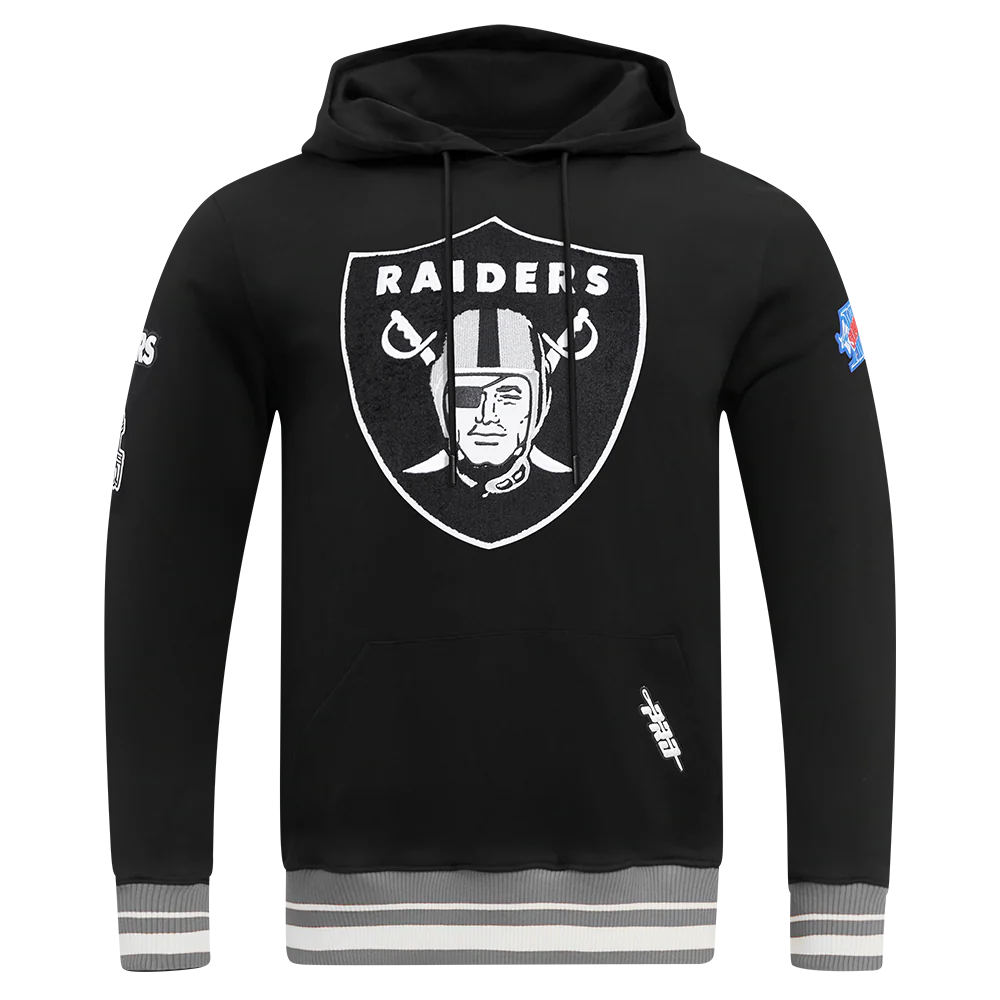 NFL LAS VEGAS RAIDERS MASHUP MEN'S RIB PULLOVER HOODIE (BLACK/GRAY)