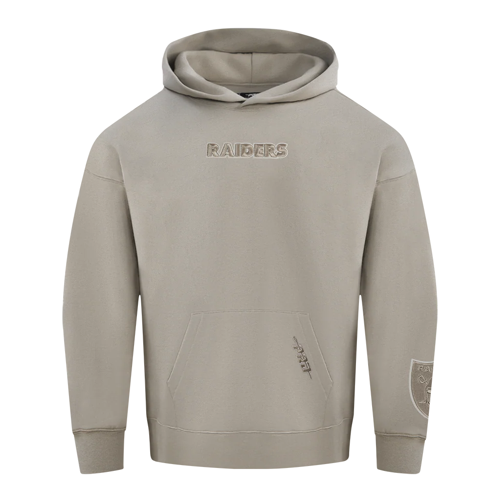 NFL LAS VEGAS RAIDERS WINGSPAN MEN'S DROP SHOULDER FLEECE PULLOVER HOODIE (TAUPE) - Image 3