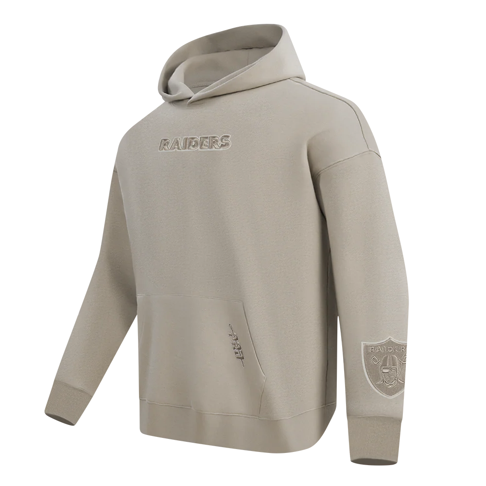 NFL LAS VEGAS RAIDERS WINGSPAN MEN'S DROP SHOULDER FLEECE PULLOVER HOODIE (TAUPE) - Image 4