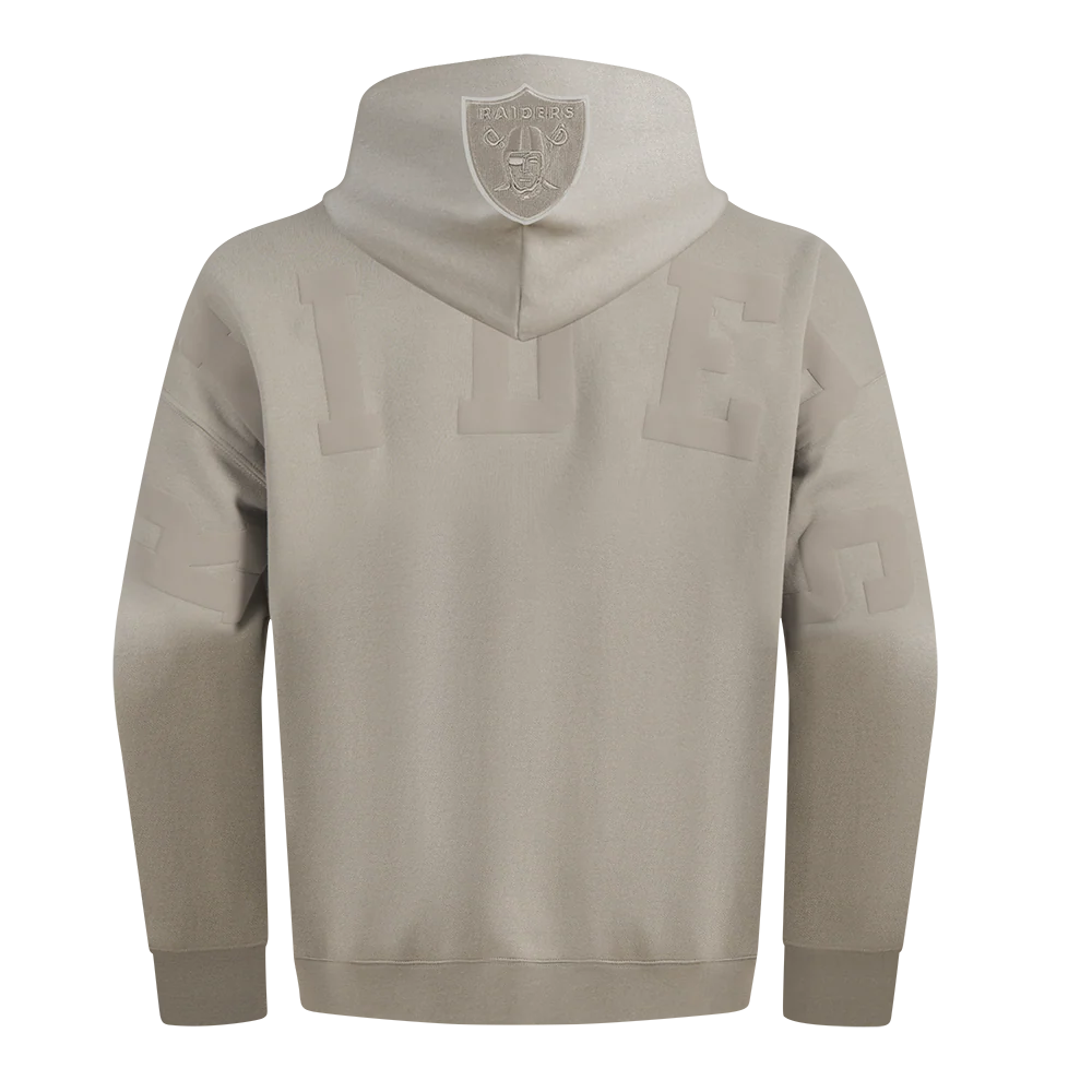 NFL LAS VEGAS RAIDERS WINGSPAN MEN'S DROP SHOULDER FLEECE PULLOVER HOODIE (TAUPE) - Image 5