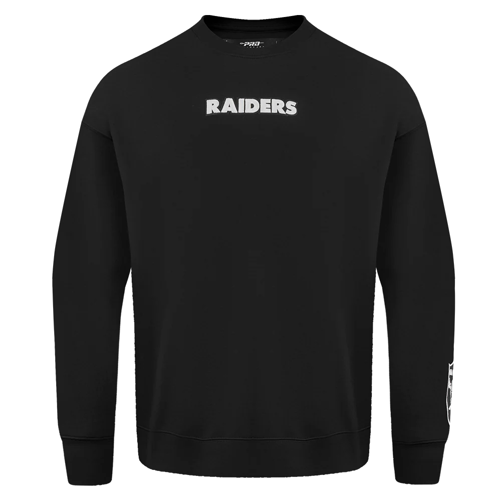NFL LAS VEGAS RAIDERS WINGSPAN MEN'S DROP SHOULDER FLEECE CREWNECK (BLACK) - Image 3