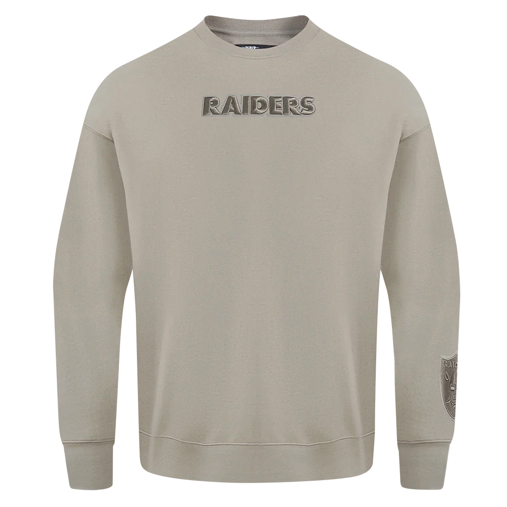 NFL LAS VEGAS RAIDERS WINGSPAN MEN'S DROP SHOULDER FLEECE CREWNECK (TAUPE) - Image 3