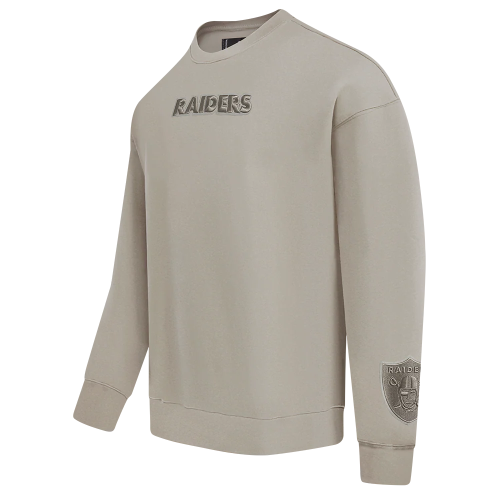 NFL LAS VEGAS RAIDERS WINGSPAN MEN'S DROP SHOULDER FLEECE CREWNECK (TAUPE) - Image 4