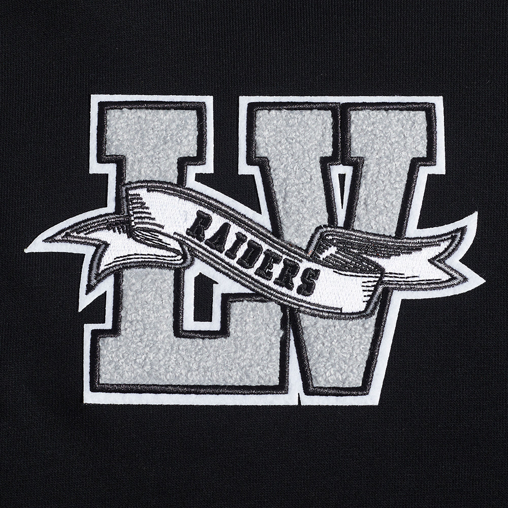 NFL LAS VEGAS RAIDERS TEAM PENNANTS MEN'S RIB FLEECE PULLOVER HOODIE (BLACK/GRAY) - Image 5
