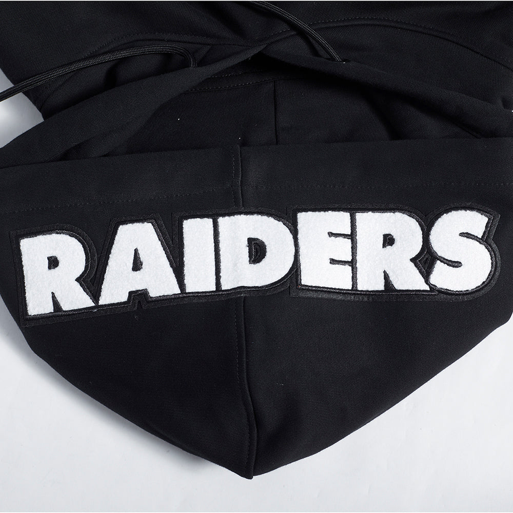 NFL LAS VEGAS RAIDERS TEAM PENNANTS MEN'S RIB FLEECE PULLOVER HOODIE (BLACK/GRAY) - Image 7