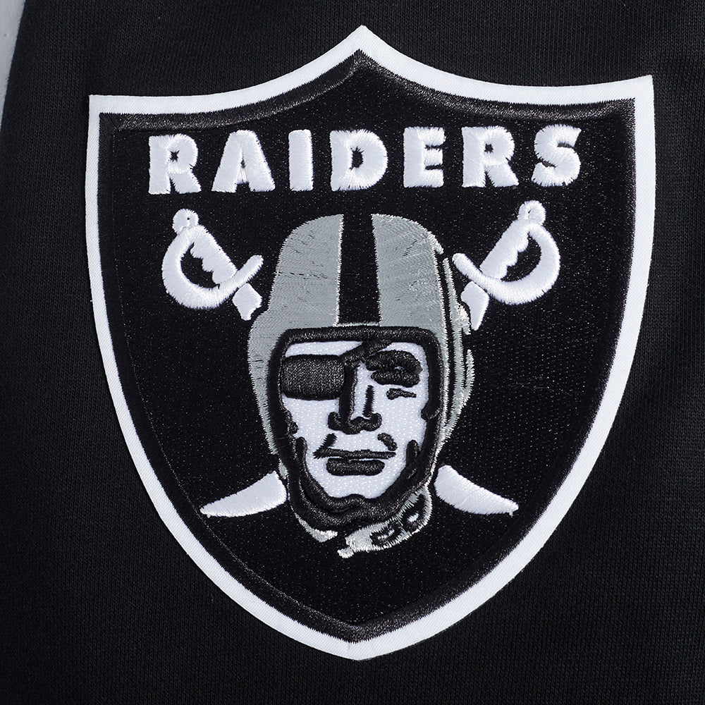 NFL LAS VEGAS RAIDERS TEAM PENNANTS MEN'S RIB FLEECE PULLOVER HOODIE (BLACK/GRAY) - Image 9