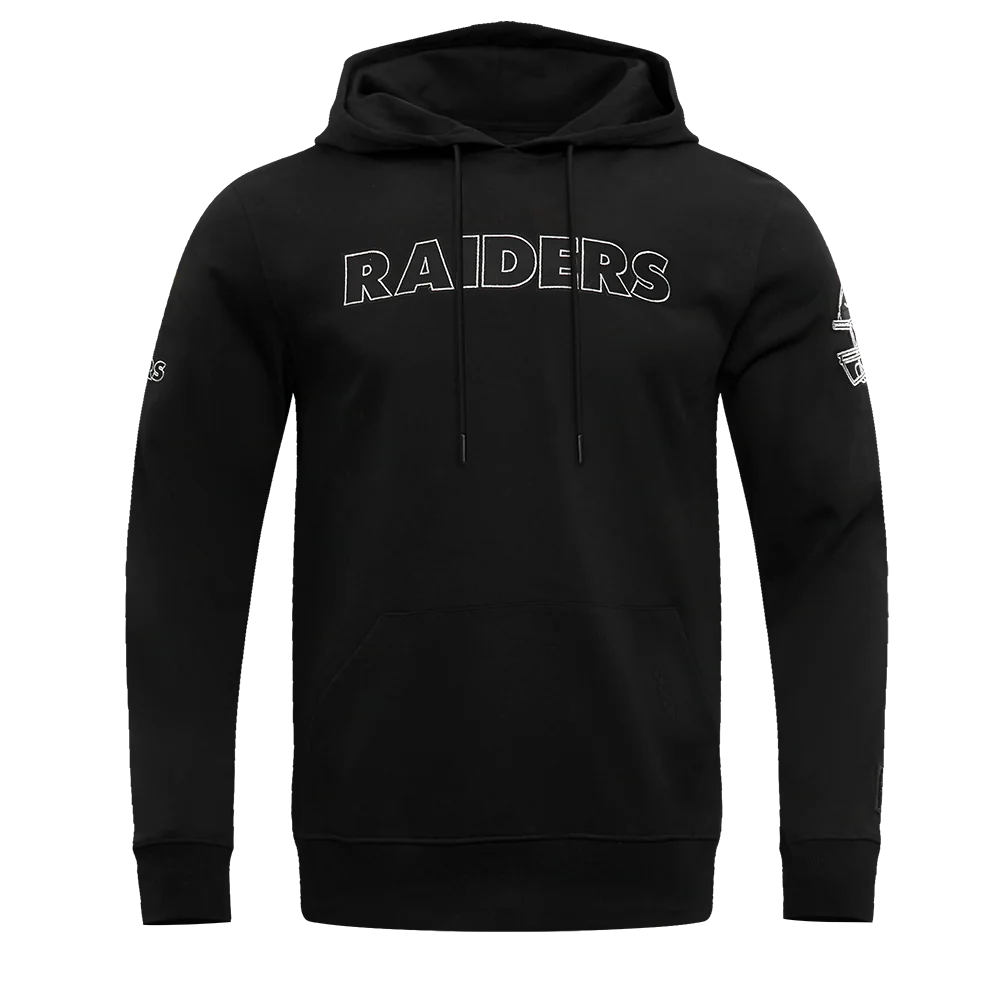 NFL LAS VEGAS RAIDERS BLACK & GOLD MEN'S DOUBLE KNIT PULLOVER HOODIE (BLACK)