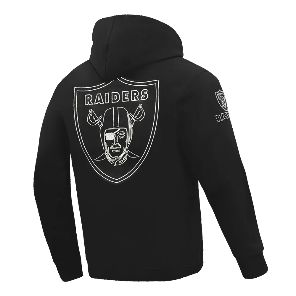 NFL LAS VEGAS RAIDERS BLACK & GOLD MEN'S DOUBLE KNIT PULLOVER HOODIE (BLACK) - Image 4