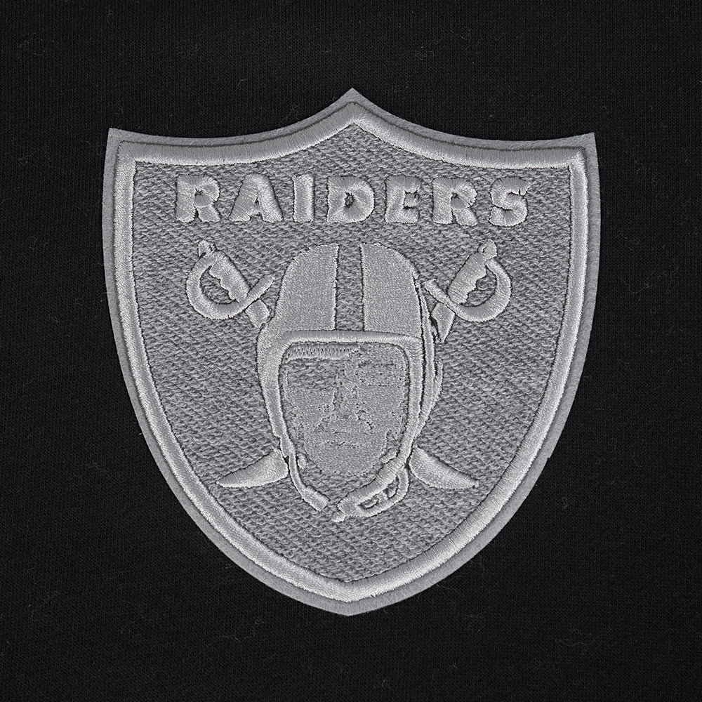 NFL LAS VEGAS RAIDERS REVERSE FRENCH TERRY MEN'S COLOR BLOCK FLEECE PULLOVER HOODIE (BLACK/GRAY/EGGSHELL) - Image 5