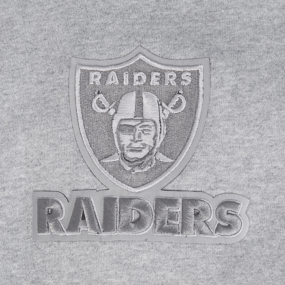 NFL LAS VEGAS RAIDERS REVERSE FRENCH TERRY MEN'S COLOR BLOCK FLEECE PULLOVER HOODIE (BLACK/GRAY/EGGSHELL) - Image 7