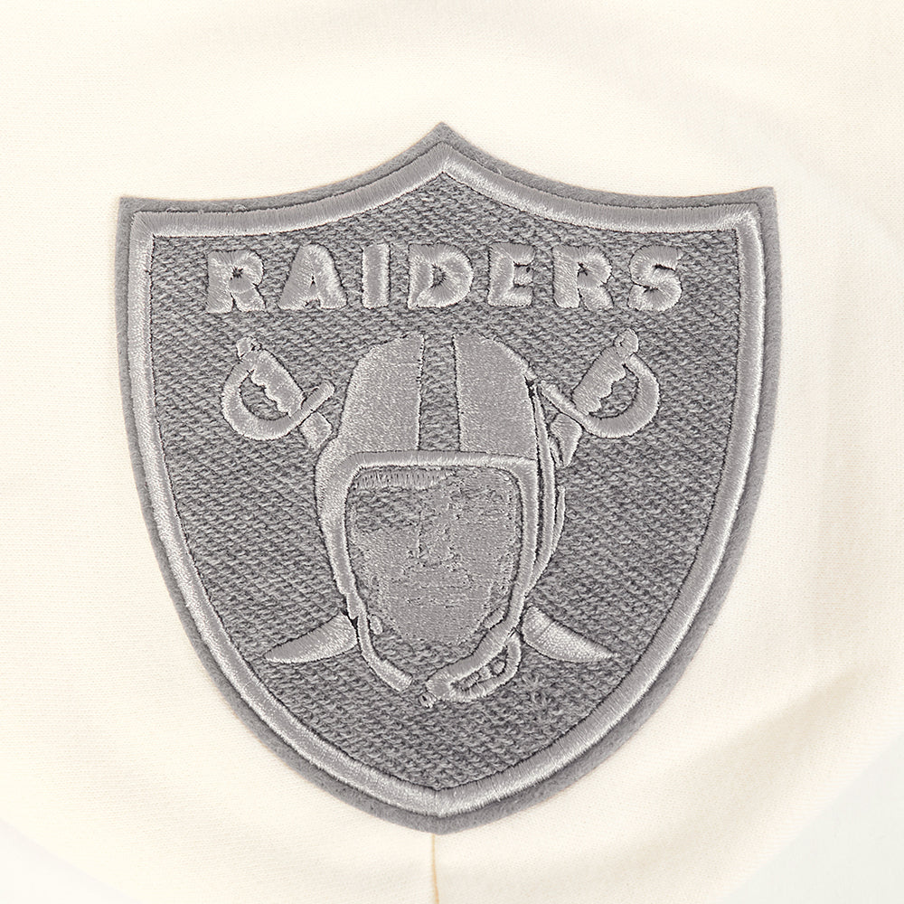NFL LAS VEGAS RAIDERS REVERSE FRENCH TERRY MEN'S COLOR BLOCK FLEECE PULLOVER HOODIE (BLACK/GRAY/EGGSHELL) - Image 8