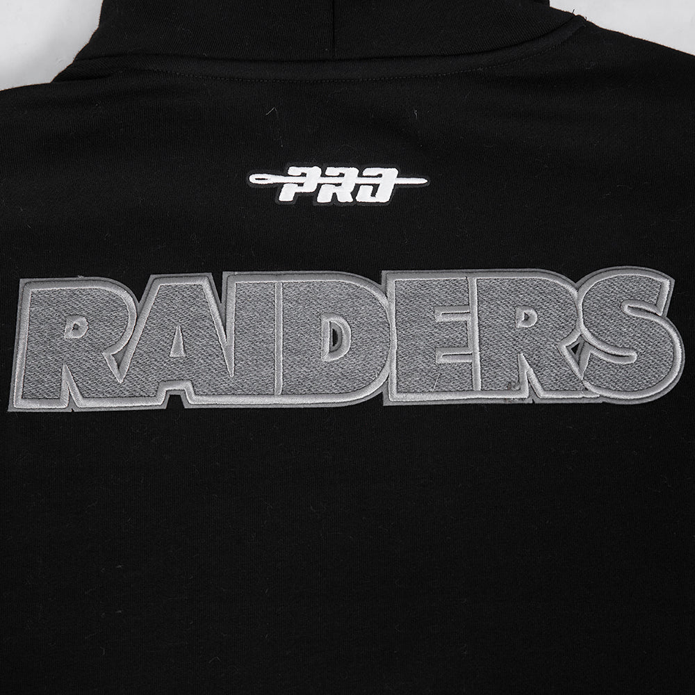NFL LAS VEGAS RAIDERS REVERSE FRENCH TERRY MEN'S DROP SHOULDER FLEECE PULLOVER HOODIE (BLACK) - Image 8