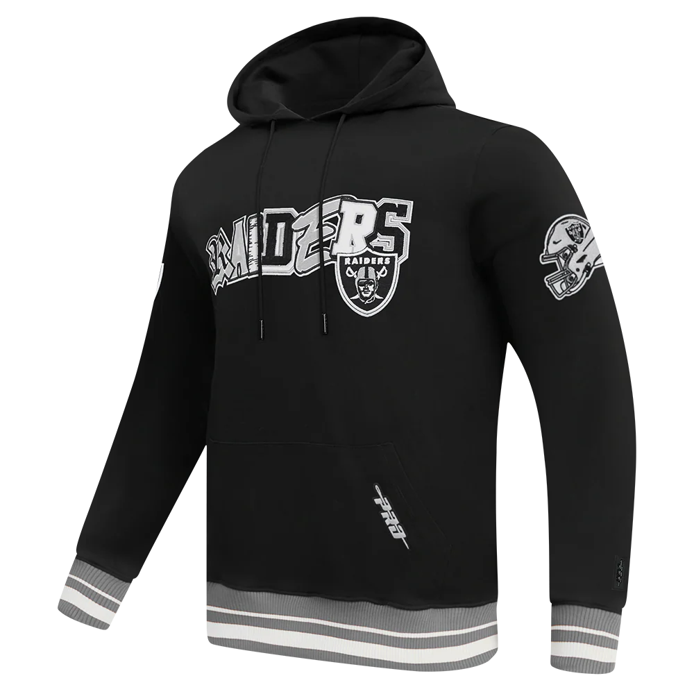 NFL LAS VEGAS RAIDERS CITY RANSOM MEN'S RIB FLEECE PULLOVER HOODIE (BLACK/GRAY) - Image 2