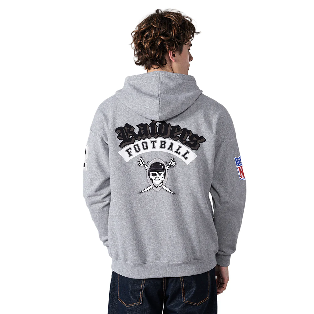 NFL LAS VEGAS RAIDERS BEST OF MEN'S DROP SHOULDER FLC PO HOODIE (DARK HEATHER GRAY) - Image 10