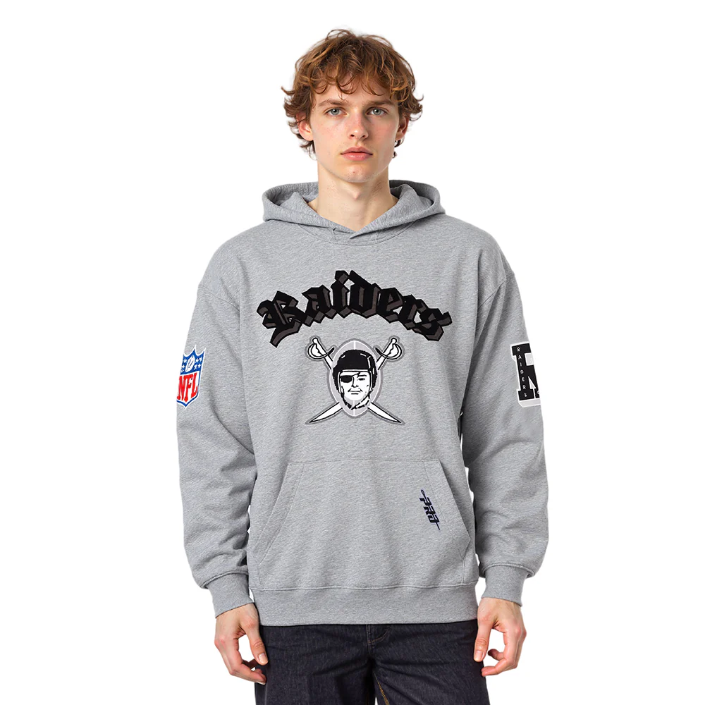 NFL LAS VEGAS RAIDERS BEST OF MEN'S DROP SHOULDER FLC PO HOODIE (DARK HEATHER GRAY) - Image 2