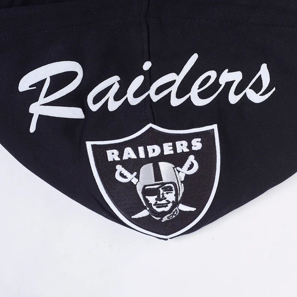 NFL LAS VEGAS RAIDERS TEAM BADGE MEN'S RIB PO HOODIE (BLACK/GRAY) - Image 11