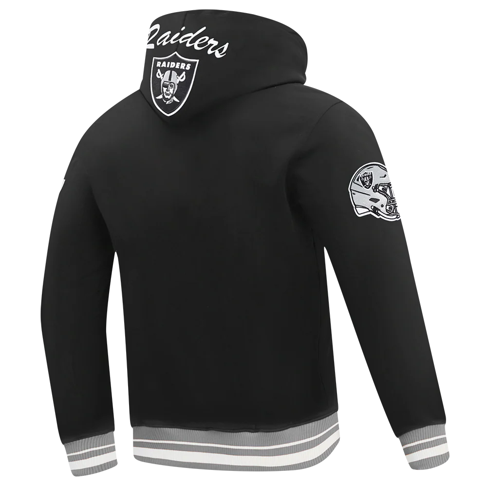 NFL LAS VEGAS RAIDERS TEAM BADGE MEN'S RIB PO HOODIE (BLACK/GRAY) - Image 15