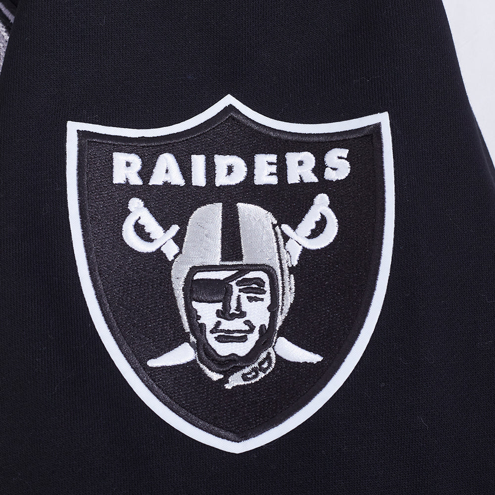 NFL LAS VEGAS RAIDERS TEAM BADGE MEN'S RIB PO HOODIE (BLACK/GRAY) - Image 18
