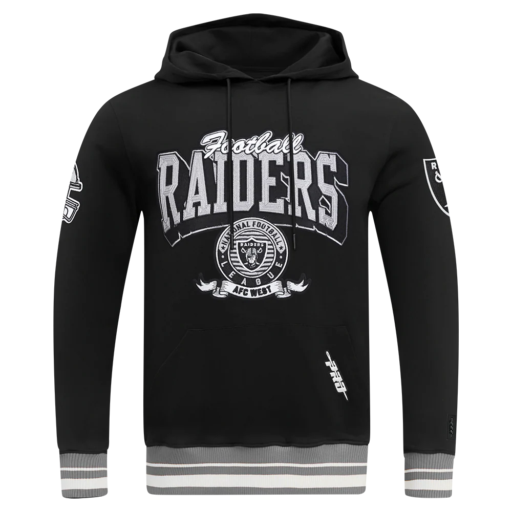 NFL LAS VEGAS RAIDERS TEAM BADGE MEN'S RIB PO HOODIE (BLACK/GRAY) - Image 3