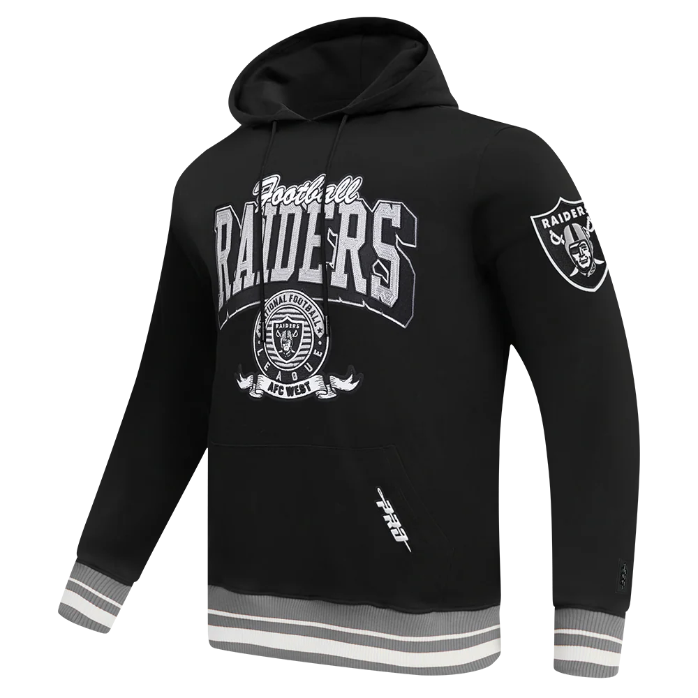 NFL LAS VEGAS RAIDERS TEAM BADGE MEN'S RIB PO HOODIE (BLACK/GRAY) - Image 4