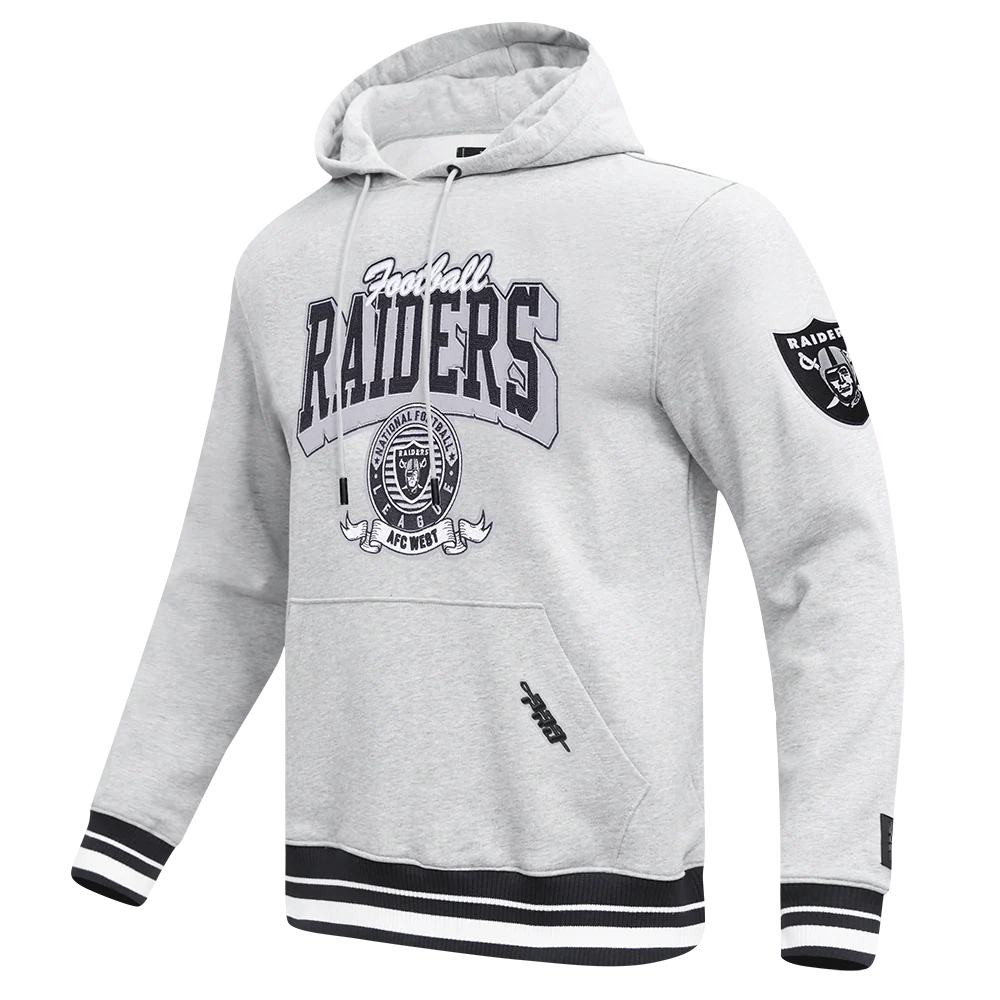 NFL LAS VEGAS RAIDERS TEAM BADGE MEN'S RIB PO HOODIE (HEATHER GRAY/BLACK) - Image 11