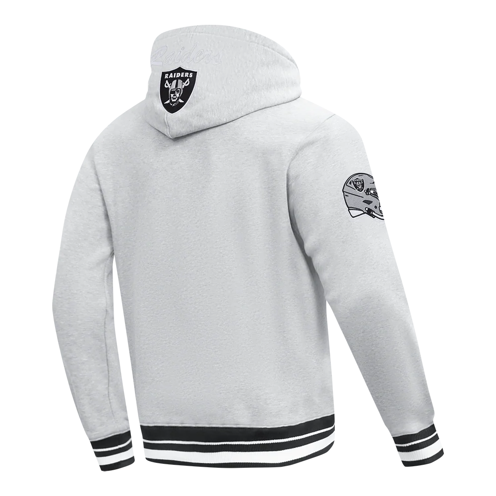NFL LAS VEGAS RAIDERS TEAM BADGE MEN'S RIB PO HOODIE (HEATHER GRAY/BLACK) - Image 12