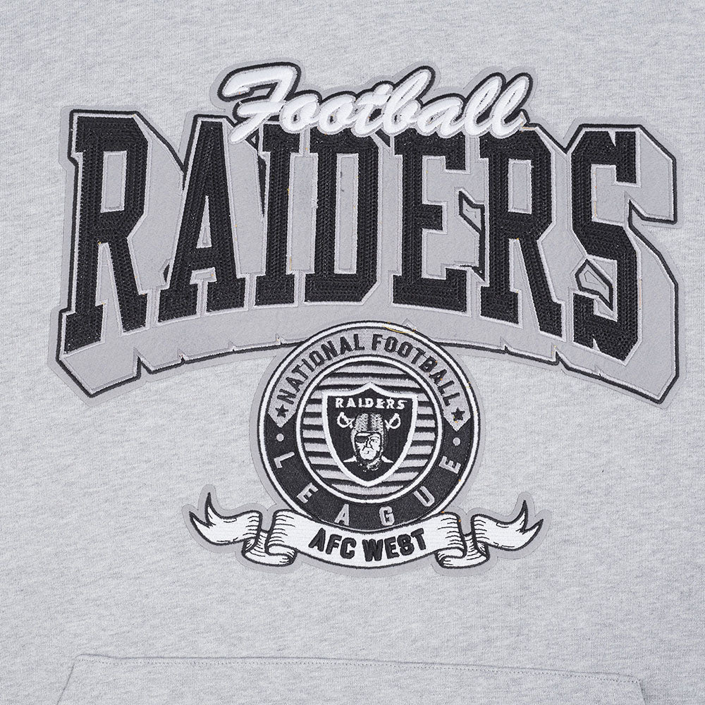 NFL LAS VEGAS RAIDERS TEAM BADGE MEN'S RIB PO HOODIE (HEATHER GRAY/BLACK) - Image 13