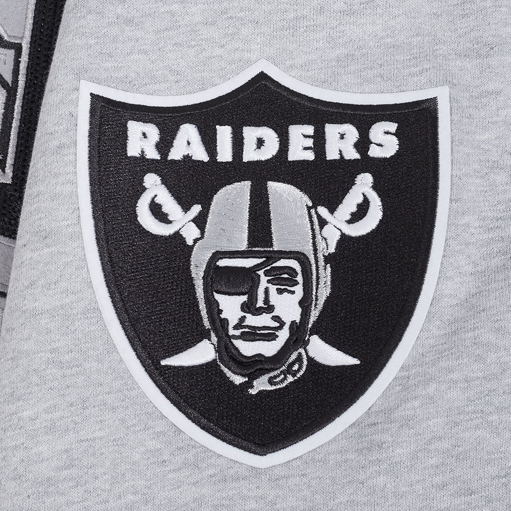 NFL LAS VEGAS RAIDERS TEAM BADGE MEN'S RIB PO HOODIE (HEATHER GRAY/BLACK) - Image 14