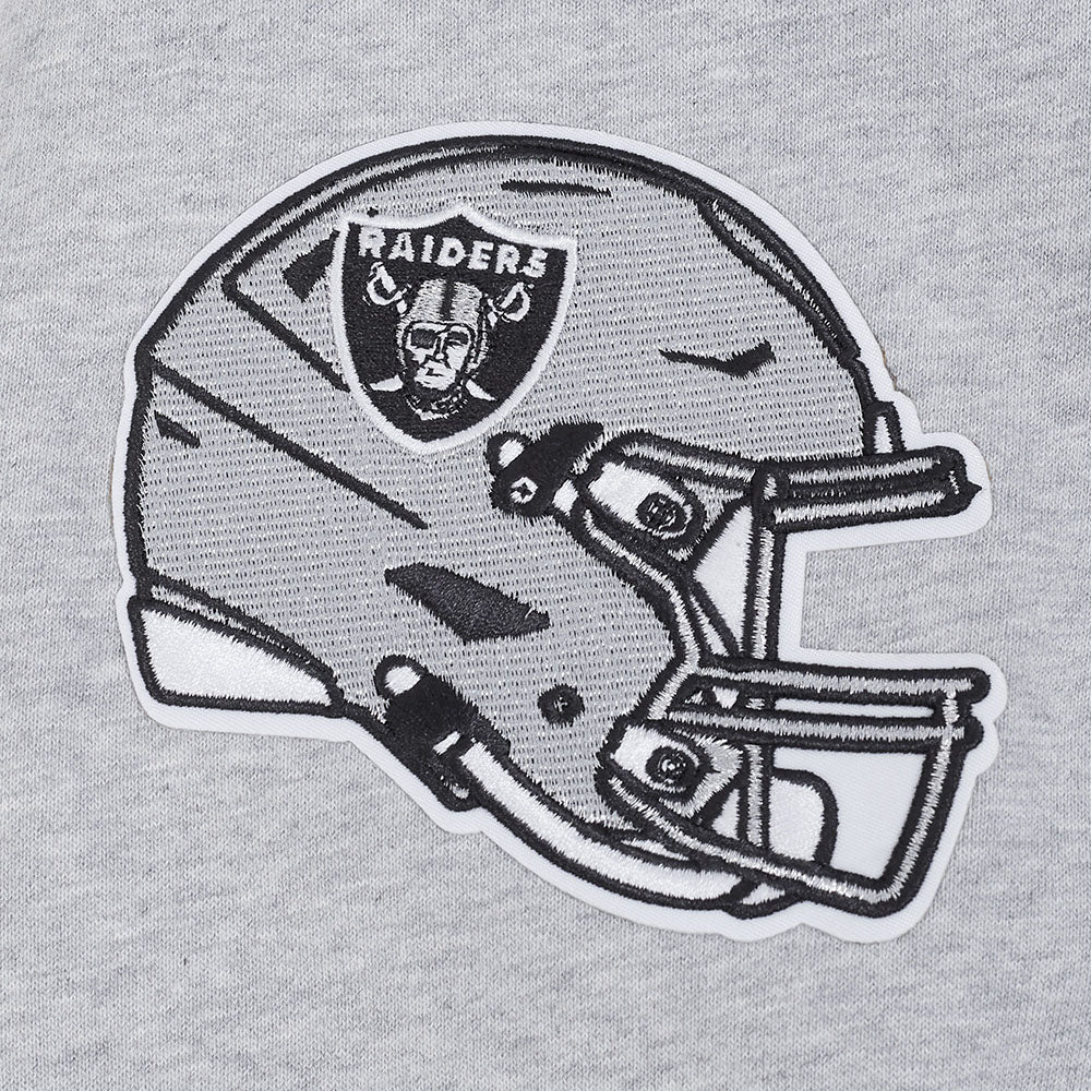NFL LAS VEGAS RAIDERS TEAM BADGE MEN'S RIB PO HOODIE (HEATHER GRAY/BLACK) - Image 15