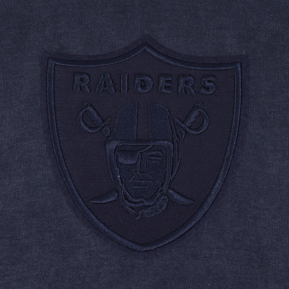 NFL LAS VEGAS RAIDERS WASHED CLASSIC MEN'S ENZYME WASH DROP SHOULDER FT PO HOODIE (WASHED MIDNIGHT NAVY) - Image 6