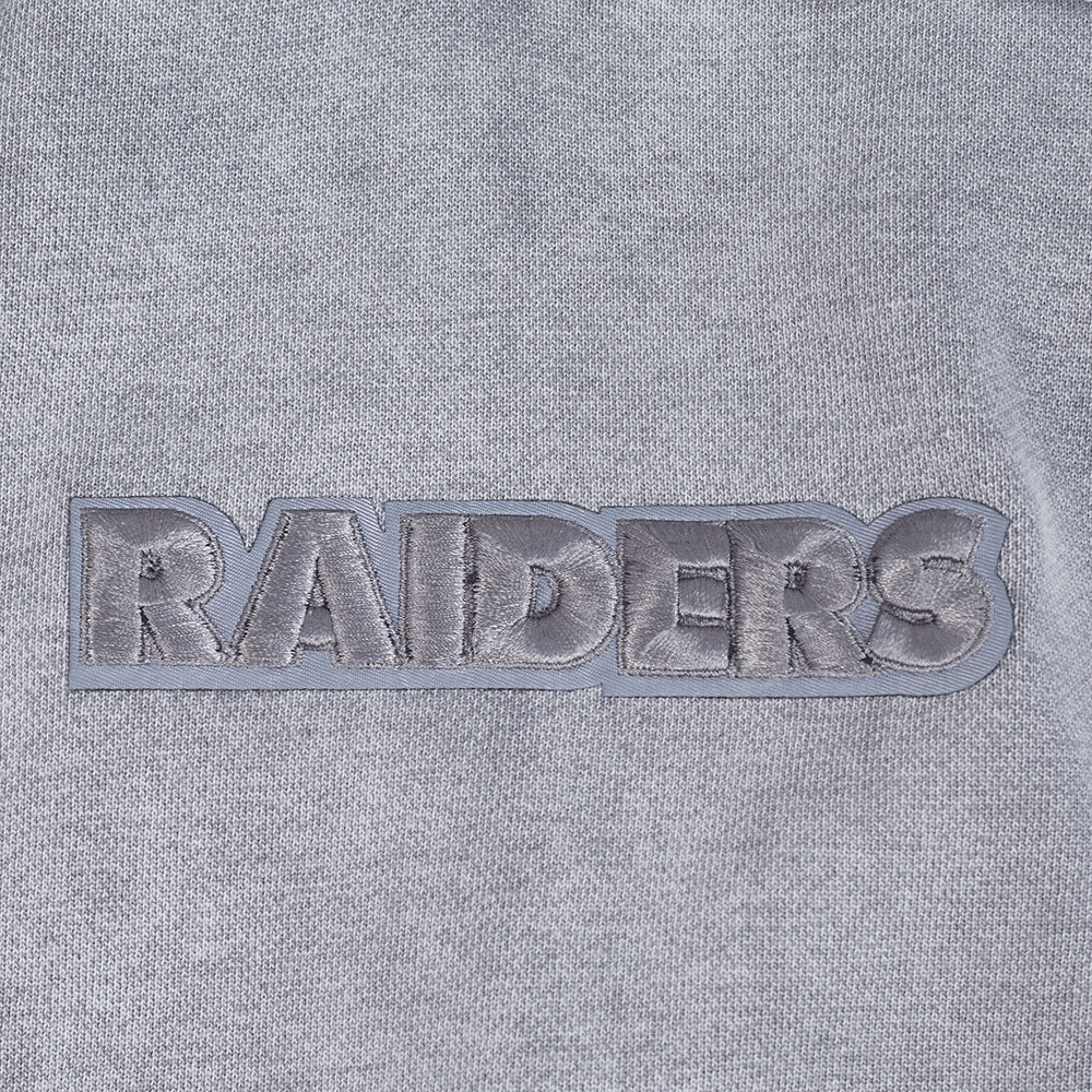 NFL LAS VEGAS RAIDERS WASHED CLASSIC MEN'S ENZYME WASH DROP SHOULDER HOODIE (WASHED GREY) - Image 9