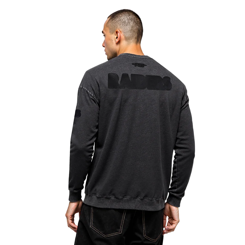NFL LAS VEGAS RAIDERS WASHED VANGUARD MEN'S ENZYME WASH DROP SHOULDE (WASHED BLACK) - Image 2