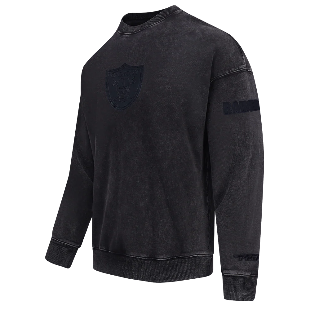 NFL LAS VEGAS RAIDERS WASHED VANGUARD MEN'S ENZYME WASH DROP SHOULDE (WASHED BLACK) - Image 5