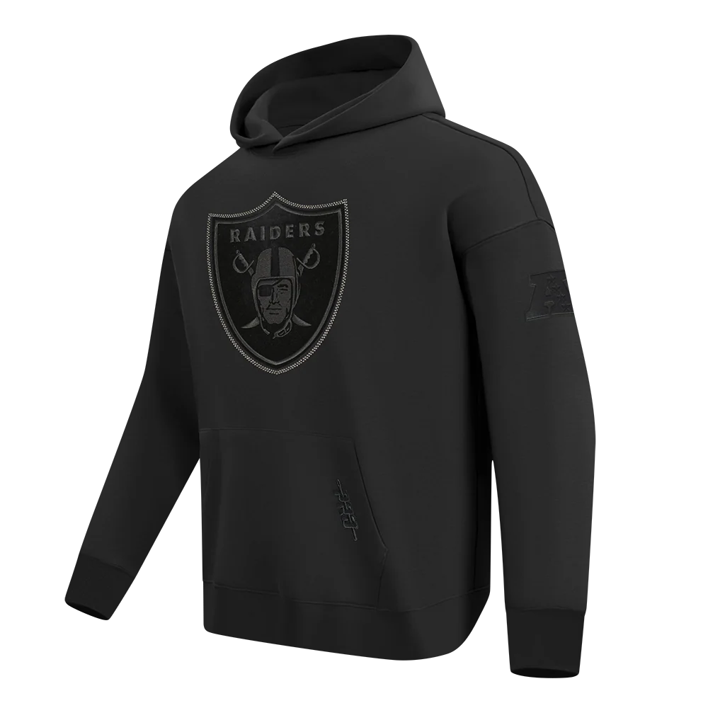 NFL LAS VEGAS RAIDERS BLACKOUT MEN'S DROP SHOULDER FLC PO HOODIE (BLACK) - Image 3