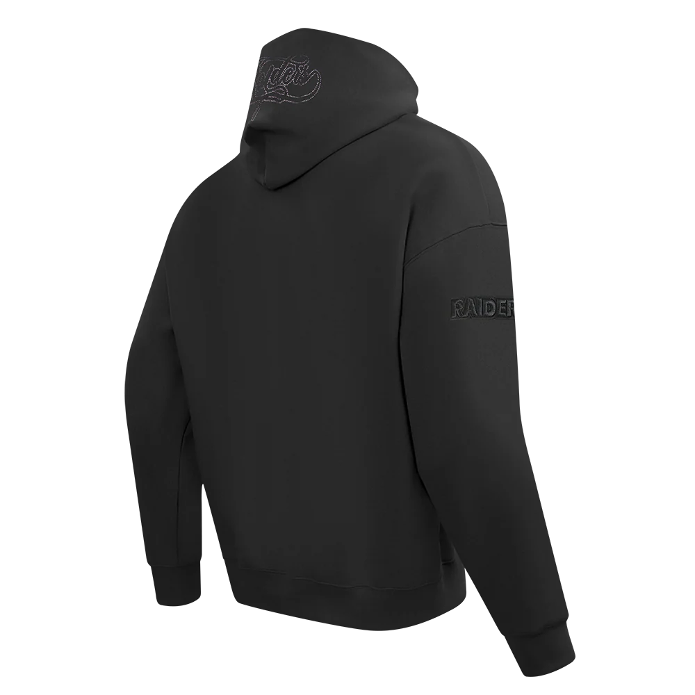 NFL LAS VEGAS RAIDERS BLACKOUT MEN'S DROP SHOULDER FLC PO HOODIE (BLACK) - Image 4