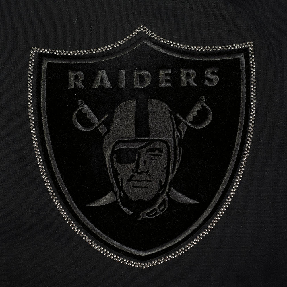 NFL LAS VEGAS RAIDERS BLACKOUT MEN'S DROP SHOULDER FLC PO HOODIE (BLACK) - Image 5