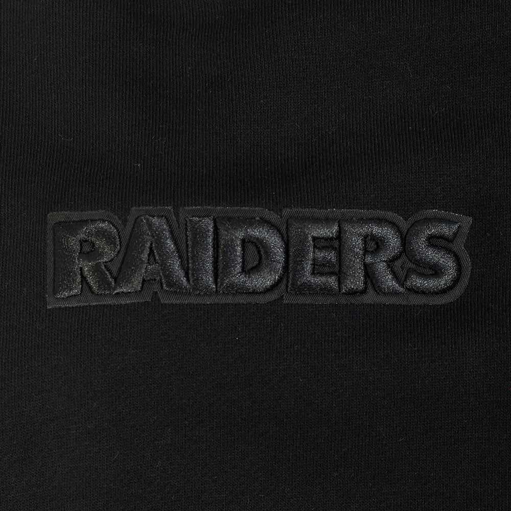 NFL LAS VEGAS RAIDERS BLACKOUT MEN'S DROP SHOULDER FLC PO HOODIE (BLACK) - Image 6